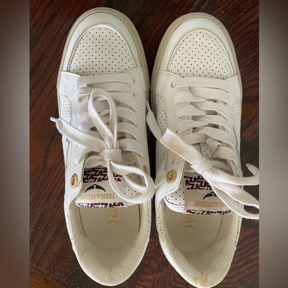 Zadig & Voltaire White Perforated Sneakers - Picture 1 of 12